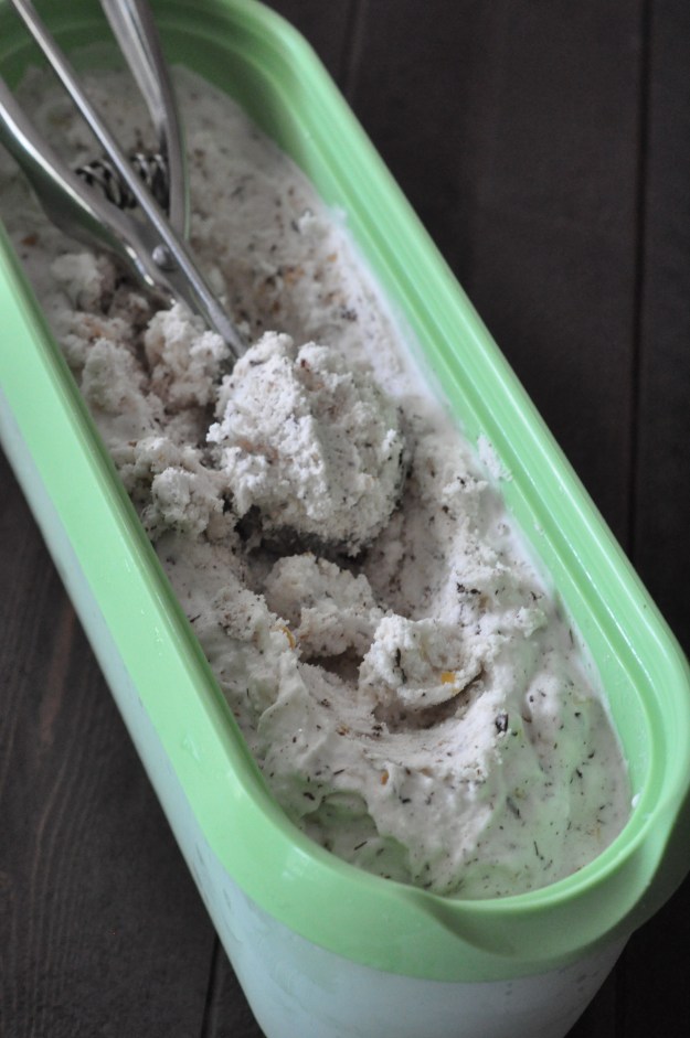 Toasted Coconut Ice Cream with Dark Chocolate and Almonds