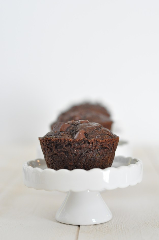 Whole Wheat Zucchini Chocolate Chocolate Chip Muffins