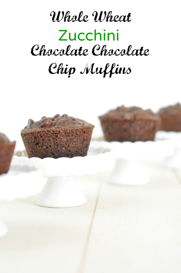 Whole Wheat Zucchini Chocolate Chocolate Chip Muffins