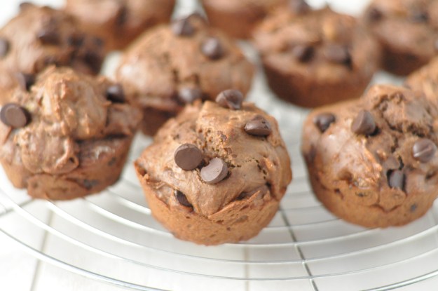 Chocolate Banana Peanut  Butter Muffins