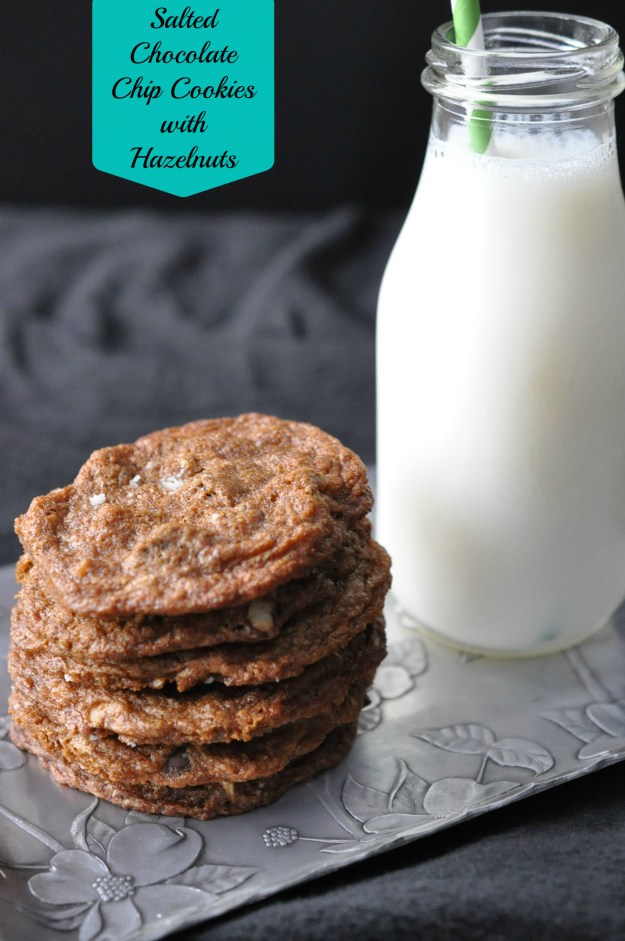 Salted Chocolate Chip Cookies with Hazelnuts